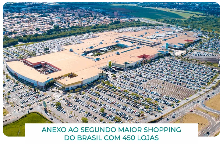 Vista aérea do complexo: anexo ao segundo maior shopping do Brasil, com 450 lojas